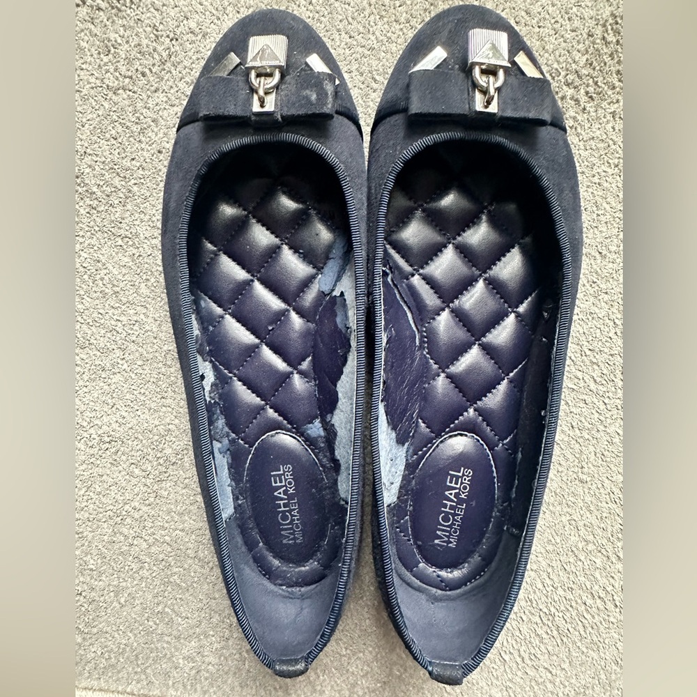 Michael Kors Navy Flats with Silver Details